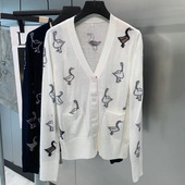 1909大雁嵌花V领开衫 THOM BRASSY