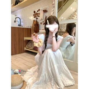 范智贤sister 2026甜美新款方领小飞袖连衣裙女显瘦修身气质a字裙