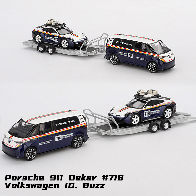 MINIGT 1:64达喀尔保时捷718大众拖车合金汽车模型MGTS0019