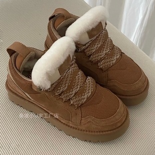 现货~桑坡超尖版~加绒加厚梅尔休闲鞋2025冬季新款羊毛毛雪地靴女