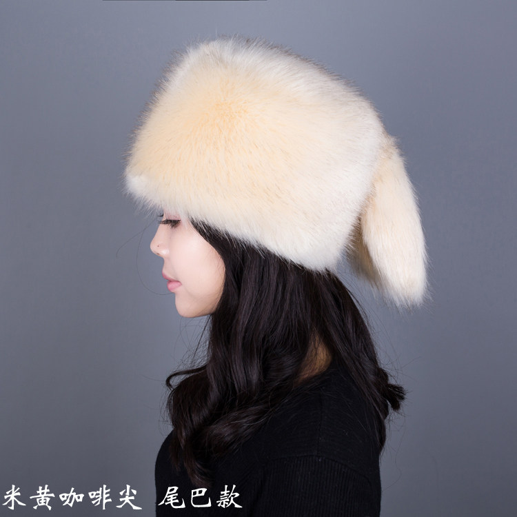 冬仿狐狸毛男女通用蒙古皮草帽子