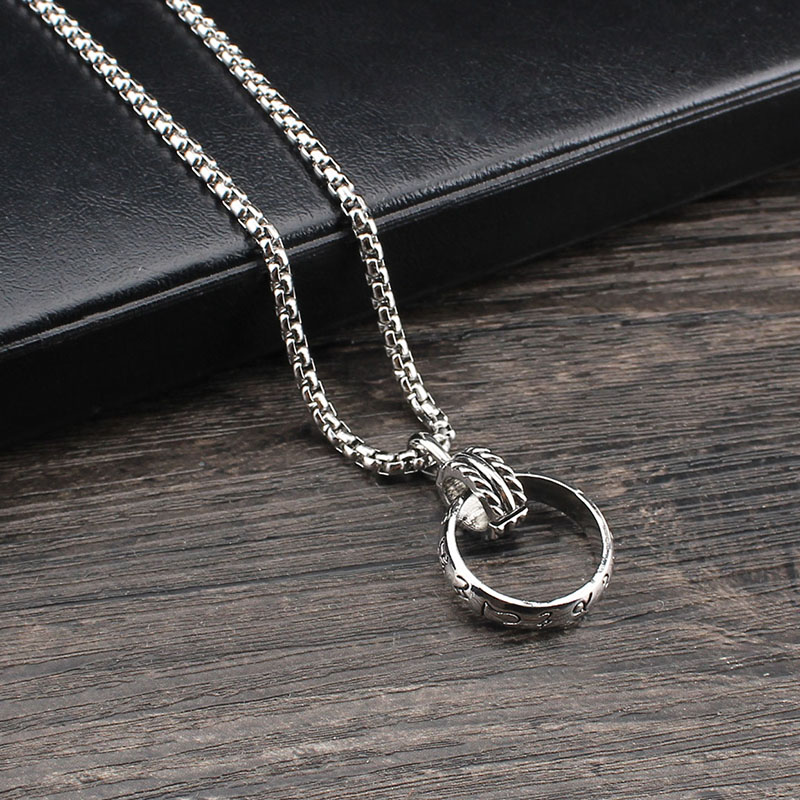 字符戒指圈项链男潮酷嘻哈简约百搭长款毛衣链女衣服挂件饰品配饰