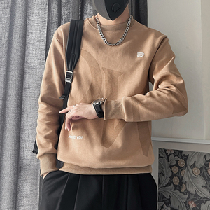 加色Q30-P58 控78 2023秋季新款暗纹印花字母男套头社会小伙卫衣图片