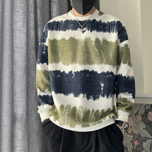 WY175-P68 控98 撞色卫衣男春秋款痞帅圆领长袖上衣2023新款外套图片