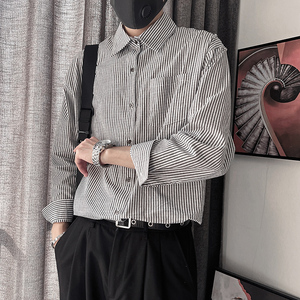 CS68-M-3XL P78-控108 95%棉5%聚酯纤维 条纹晕染色织条衬衣 反扣图片