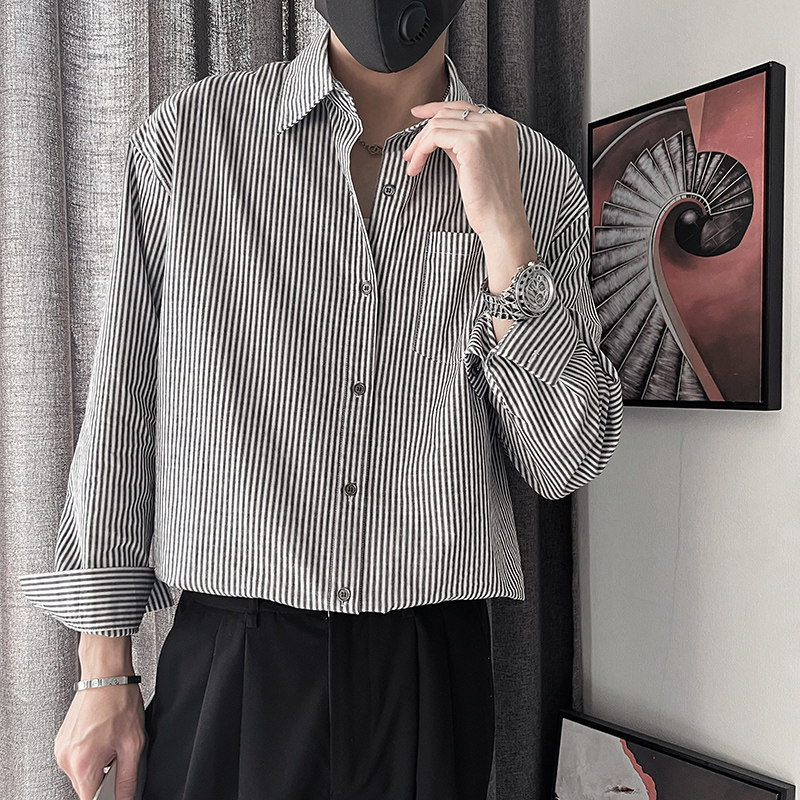 CS68-M-3XLP78-控10895%棉5%聚酯纤维条纹晕染色织条衬衣反扣,男装衬衫,电商A216