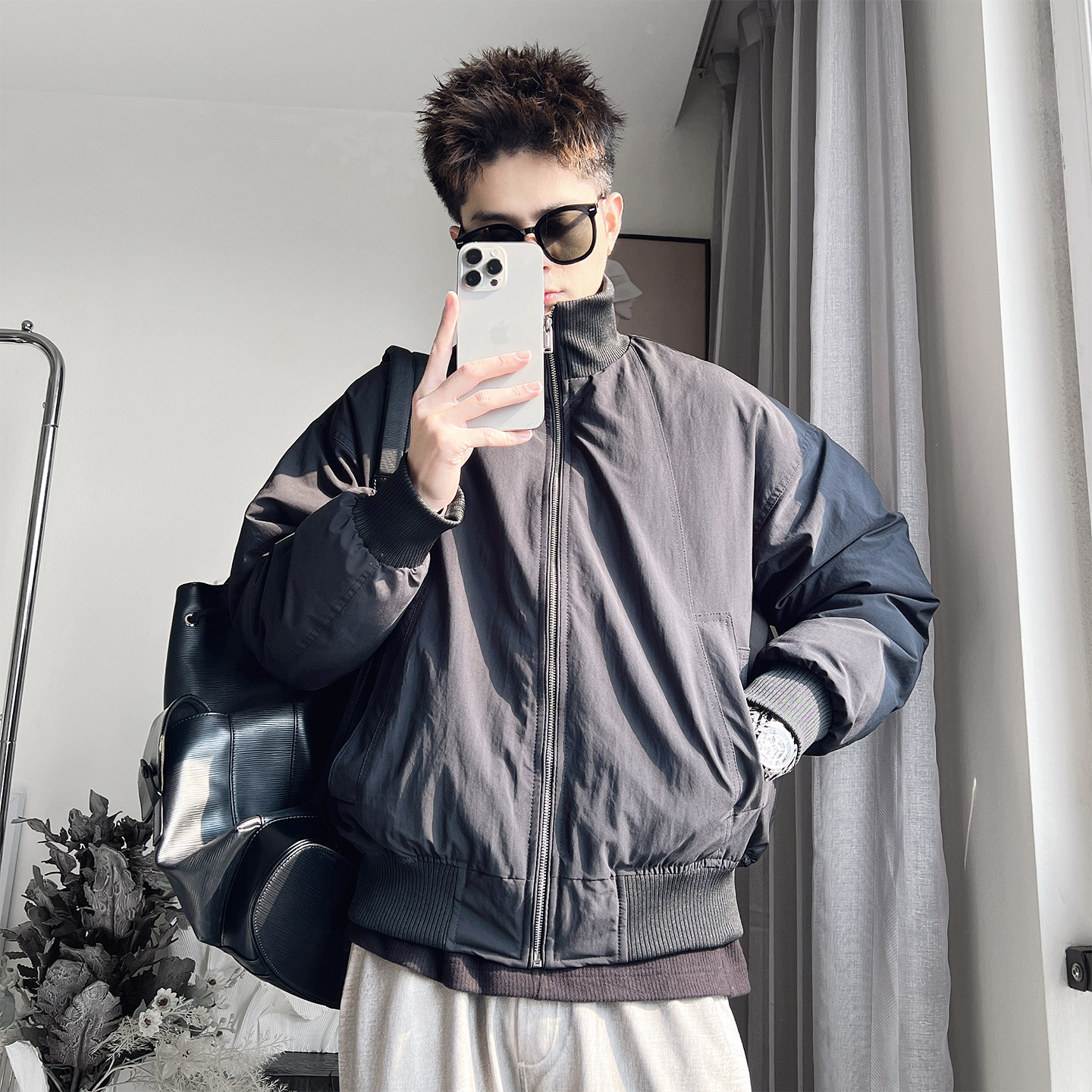 Y137-M-3XL-P158控208聚酯纤维针织螺纹领底摆小工装棉衣,男装棉衣,电商A216