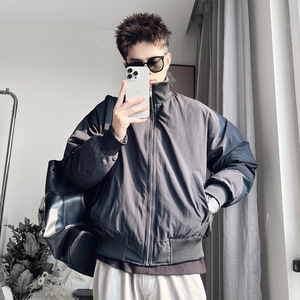 Y137-M-3XL- P158控208 聚酯纤维 针织螺纹领底摆小工装棉衣图片
