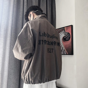 WT78-P108-控148-M-3XL -聚酯纤维 韩系粗纹面料极简拉领外套图片