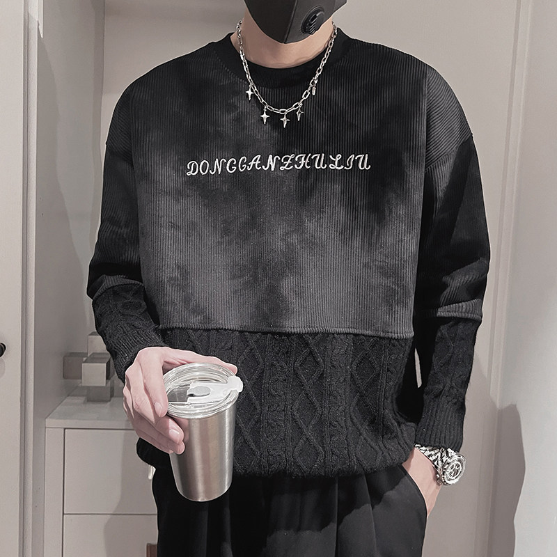 WY270-M-3XLP88-控118腈纶15%尼龙15%涤纶70%上下拼针织拼卫衣,男装卫衣,电商A216