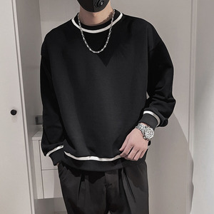 WY70-特P55 控78 2023秋季男装上衣网红男小伙宽松长袖ins卫衣黑,男装卫衣,电商A216