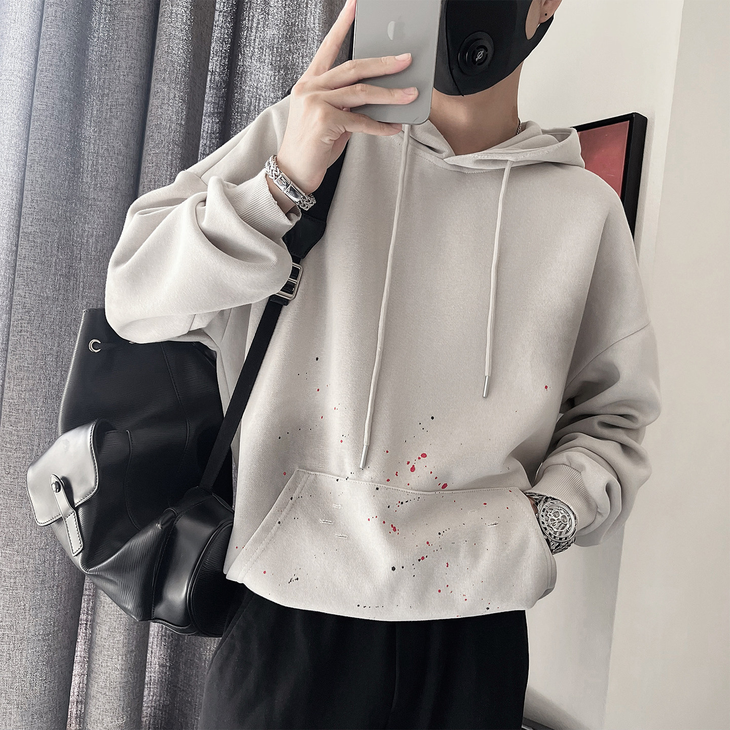 WY297P78-控108-M-3XL-75%棉%聚酯纤维洗水做旧泼墨连帽卫衣,男装卫衣,电商A216