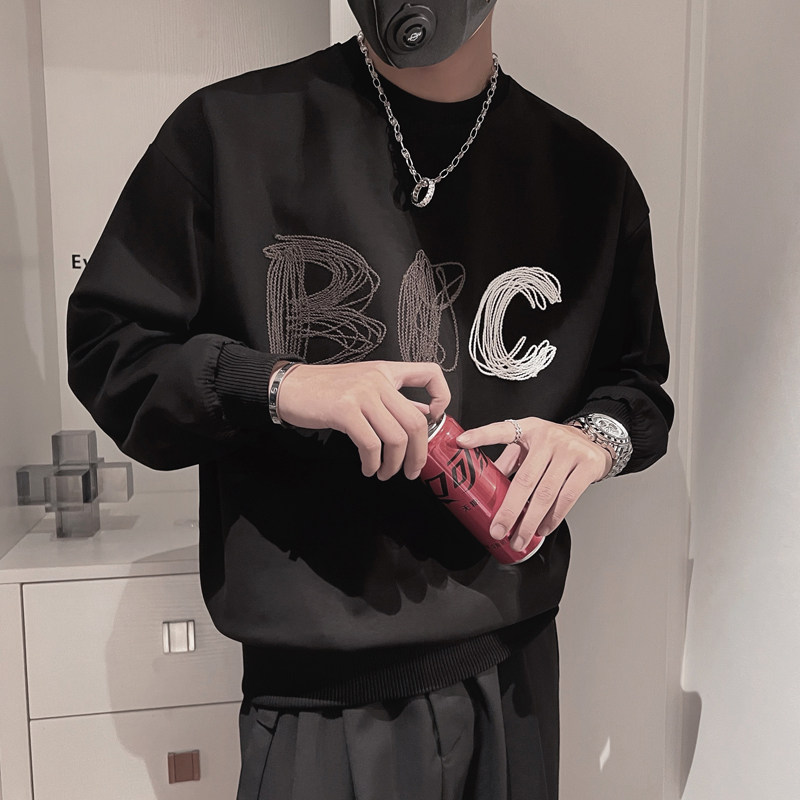 WY132-P58控8850%棉50%涤卫衣男套头圆领男士社会小伙刺绣卫衣,男装卫衣,电商A216