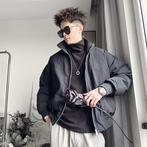 Y137-M-3XL- P158控208 聚酯纤维 针织螺纹领底摆小工装棉衣图片