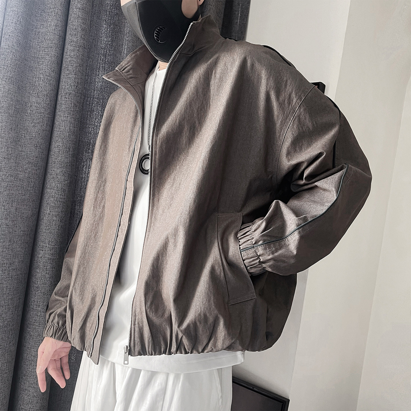 WT78-P108-控148-M-3XL-聚酯纤维韩系粗纹面料极简拉领外套,女装短外套,电商A216