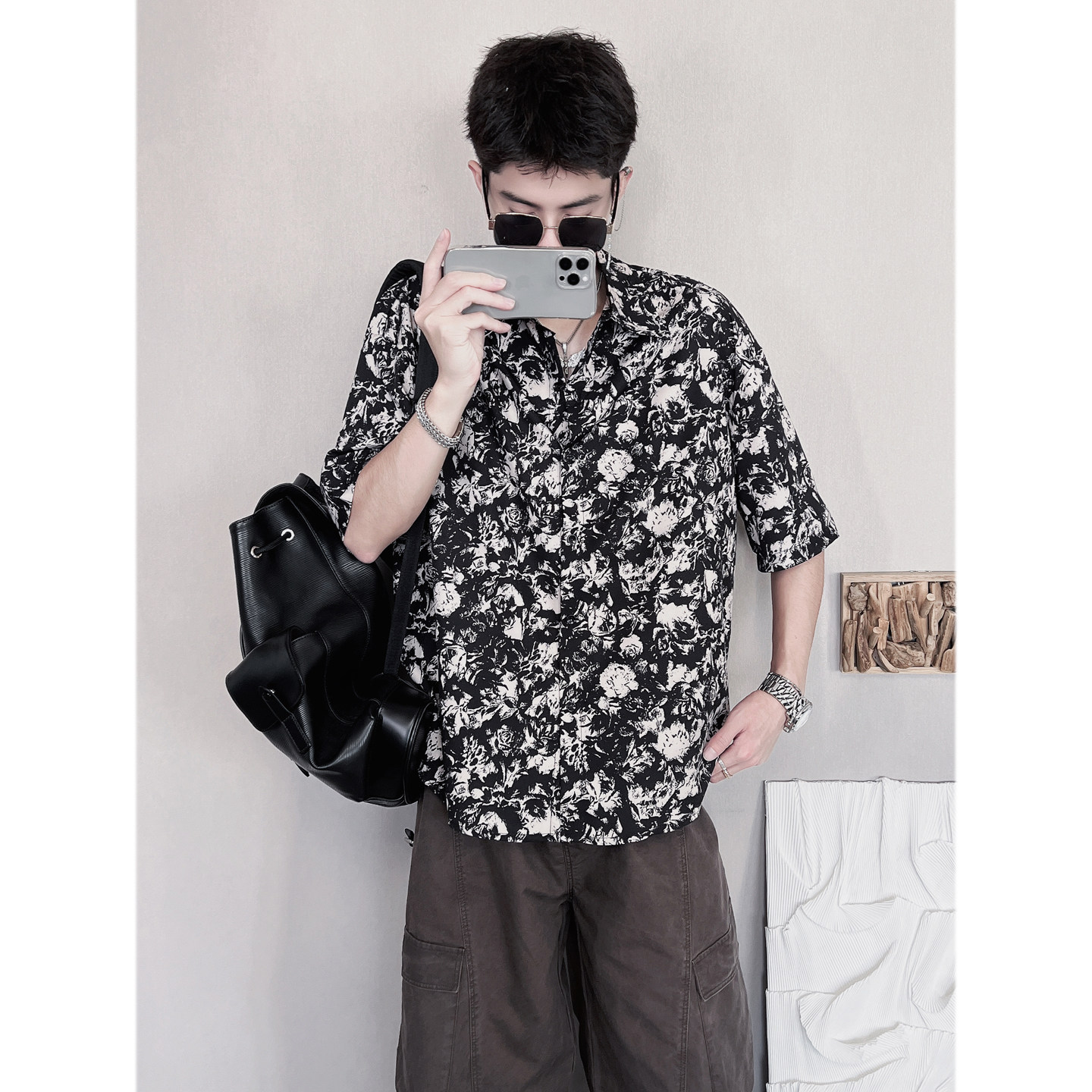 S71-M-2XL-P48控7897%涤3%氨纶法兰西玫瑰衬衫,男装衬衫,电商A216