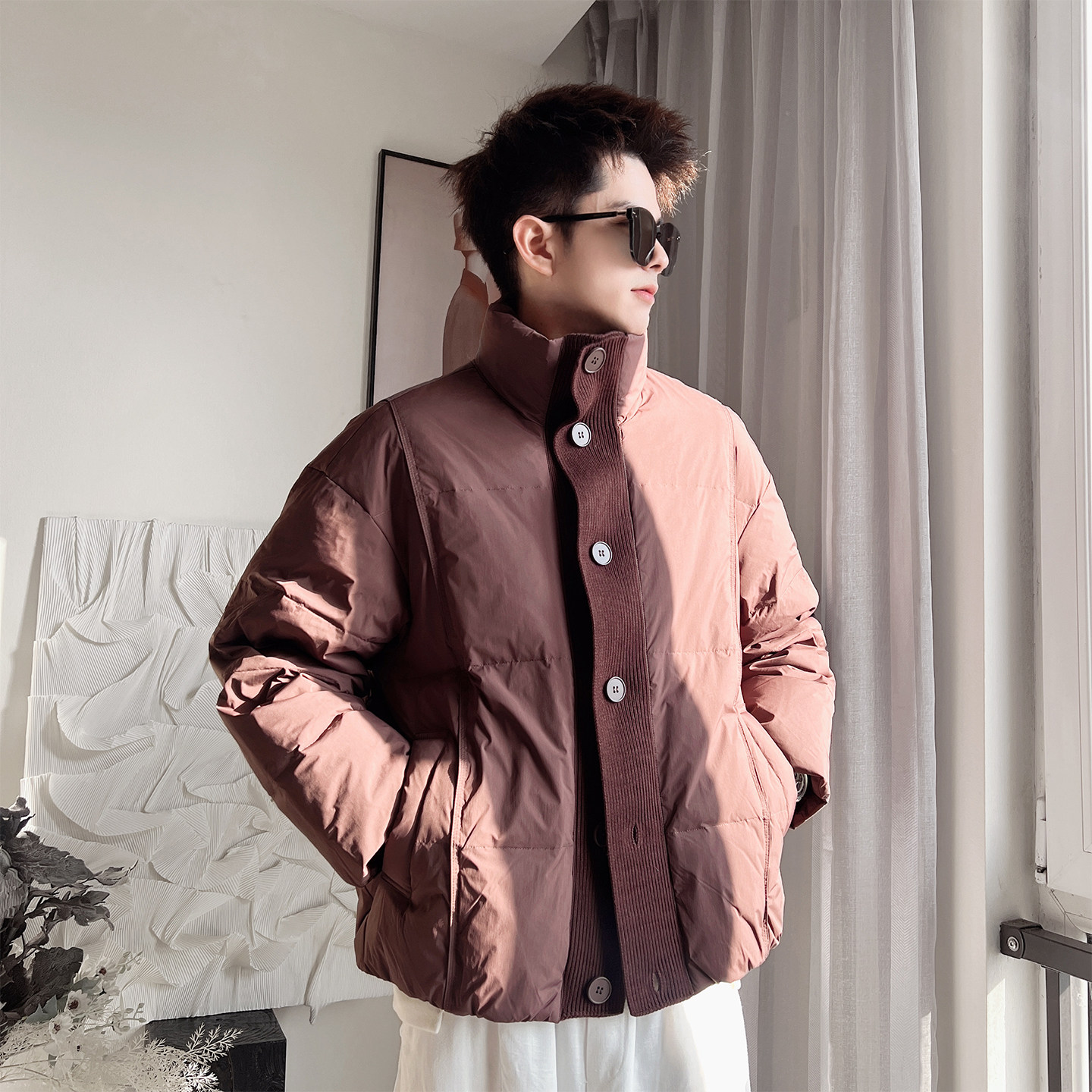 Y130-P248-控M-3XL-锦纶50绒（200-250克）针织门襟羽绒棉服,男装棉衣,电商A216