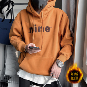 WY186-P98-控138oversize卫衣男装加绒加厚衣服秋冬连帽外套潮咖