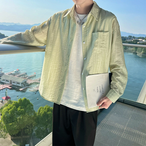 FS08- P68-控98  80%天丝20%涤纶透光泡泡纱竖条纹理防嗮衬衣纺图片