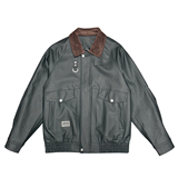 PY05-P128-控168-M-3XL-90%PU皮10%其他拼接绒布翻领皮衣合身版型，男装皮衣，电商A216