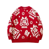 MX138-P88控118新年款红色黑色情侣男女同款秋冬款针织衫毛衣，男装针织衫/毛衣，电商A216