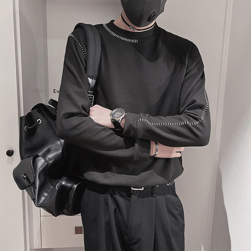 WY256M-3XL-P68-控98-35%棉65%涤纶分割线纹绣打底衫常规版型,男装卫衣,电商A216