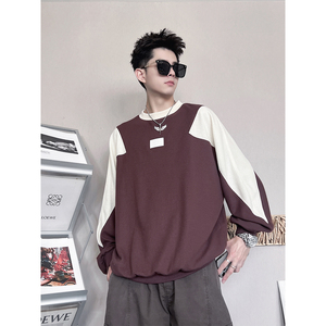 WY279-M-3XL P58-控88   65%棉，35%涤纶 牛角插肩拼接卫衣图片