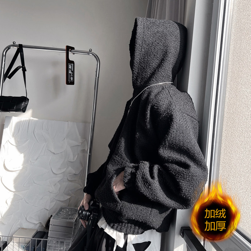 WY190-特P98控138秋冬新宽松连帽卫衣男小香风上衣重磅加绒外套,男装卫衣,电商A216
