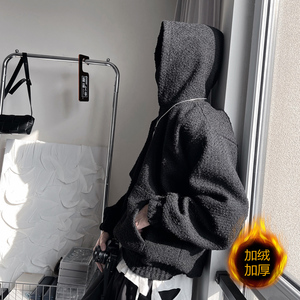 WY190-特P98 控138 秋冬新宽松连帽卫衣男小香风上衣重磅加绒外套图片