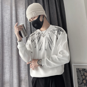 WY155-P58 控78 秋季男士社会小伙休闲卫衣2023年圆领长袖套头衫图片