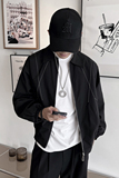 WT35B-特P88控118涤纶新款薄款外套男翻领明线潮帅气夹克黑，男装夹克，电商A216