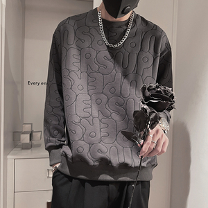 WY167-P68控98卫衣男秋冬季2023新款男生打底衫宽松潮牌外套男