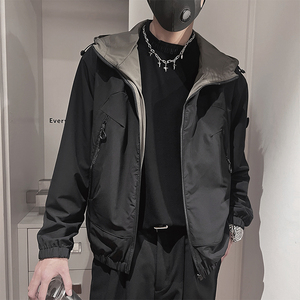 WT66-M-3XL-P118控158聚酯纤维连帽异色内衬双层夹克微阔版型图片