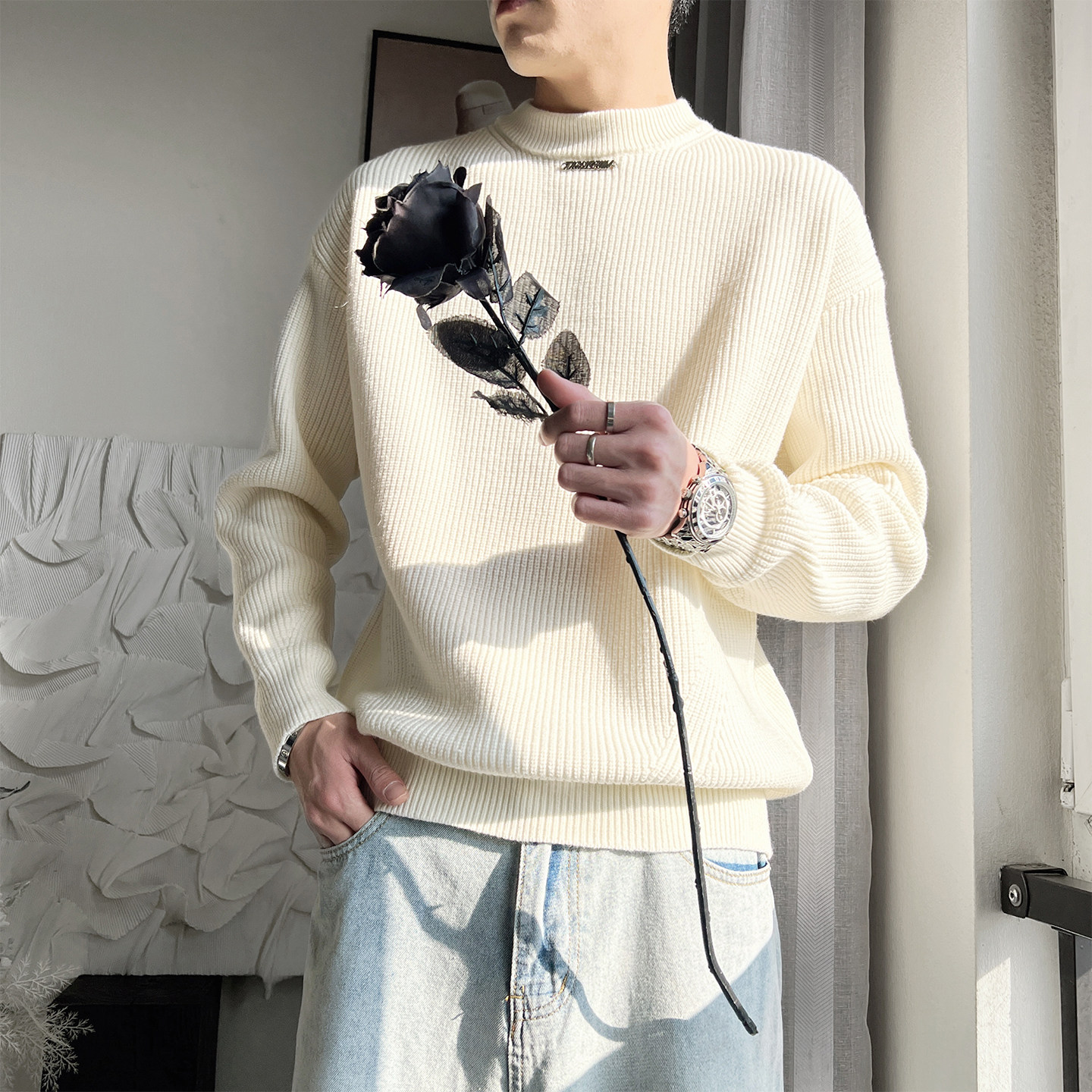 MX310-M-3XL-P88-控125铁标韩式织法毛衣美拉德系列聚酯纤维30.3,男装针织衫/毛衣,电商A216