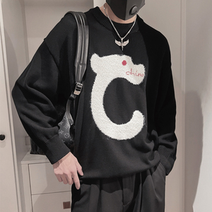 MX135-P108-控148 2023新圆领潮牌内搭线衣秋冬毛衣男加厚针织衫图片