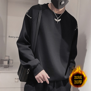 WY193-特P78控108重磅圆领卫衣男冬款加绒冬季加厚男士内搭衣服