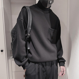 WY215-P68控9850%50%涤底涤面奥粒绒口袋拼接针织高领卫衣，男装卫衣，电商A216