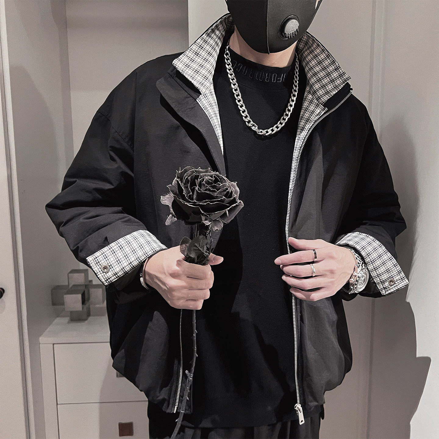 Y119-P218-控298M-3XL-80%棉20%聚酯纤维50绒衬格贴面内里羽绒服,男装羽绒服,电商A216