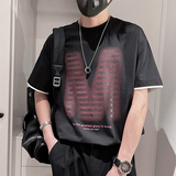 D155-P68-控98-68.8棉24.7聚酯纤维6.5氨纶面积印花反射字面短袖，男装T恤，电商A216