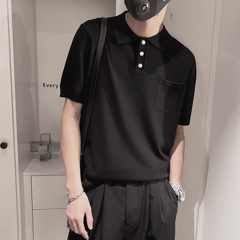 X16-特P68 控98 2023夏季男士纯色宽松polo社会小伙翻领针织短袖图片