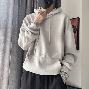 WY297 P78-控108-M-3XL- 75%棉%聚酯纤维 洗水做旧泼墨连帽卫衣，男装卫衣，电商A216