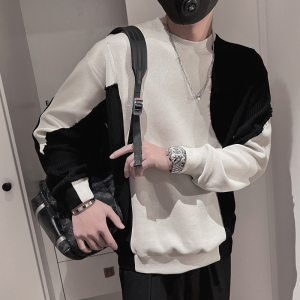 WY75-P68 控98 加绒P75 男士卫衣秋季新款2023年拼接小伙套头卫衣图片
