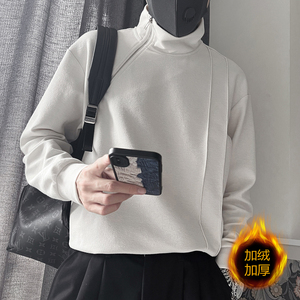 WY162-P68控98 加绒P78 55%棉45%聚酯纤维设计感加绒半高领卫衣男图片