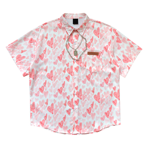 S38-P58-控89 聚酯纤维夏季男士衬衫短袖宽松休闲色衬衣男短图片