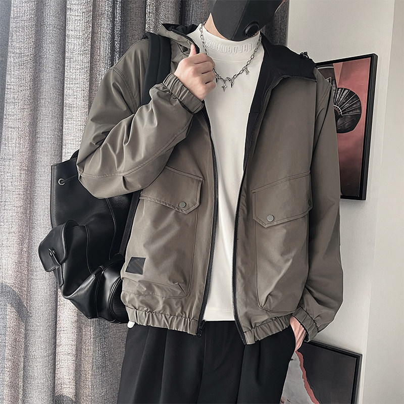 WT68-控158-聚酯纤维 工装立体大口袋 连帽双层夹克 微阔版型图片