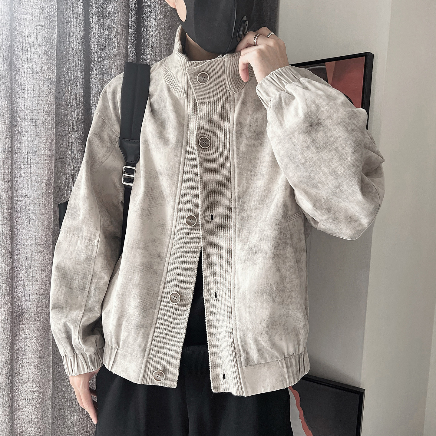 WT90-P138-控178-M-3XL-棉 针织拼外套图片