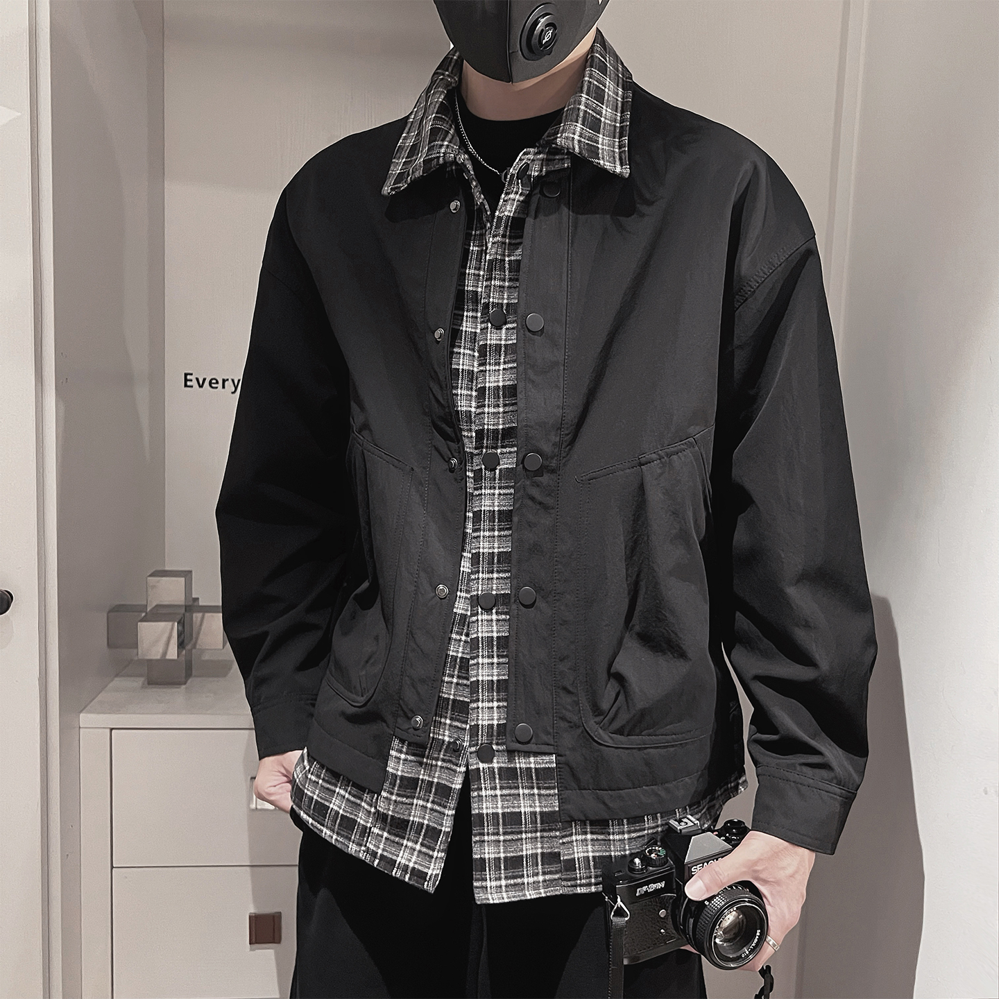 WT86-P98-控138-M-3XL-聚酯纤维假两件夹克，男装夹克，电商A216