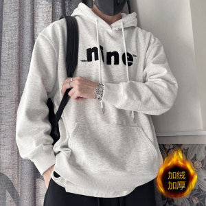 WY186-P98-控138oversize卫衣男装衣服秋冬连帽加绒加厚外套潮咖,30岁至40岁大肚子男装搭配图片