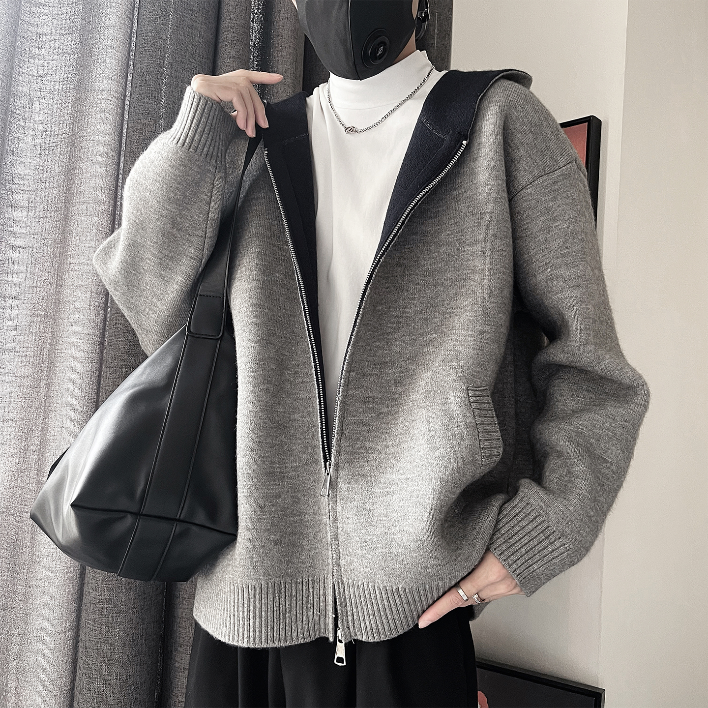MX255P118控158M-3XL41%腈纶31.5%聚酯纤维27.5%锦纶开衫连帽外套，女装短外套，电商A216