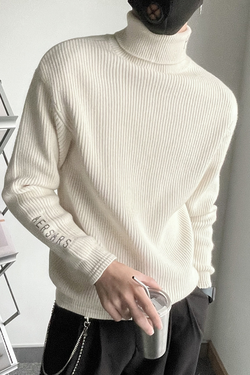 MX86-P88-控1182023秋冬延续款轻熟小伙双翻领男刺绣棕高领毛衣,男装针织衫/毛衣,电商A216